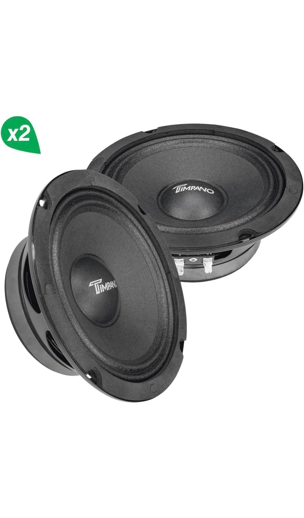 2) 6.5 INCH TIMPANO MIDRANGE SPEAKER 500 WATTS (PAIR) 4 OHM CAR AUDIO SPEAKERS
